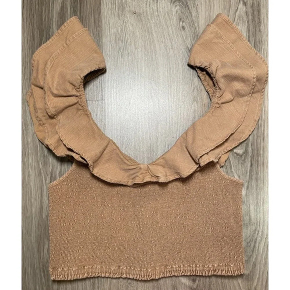 Maeve Brown Ruffle Crop Top - Picture 5 of 10